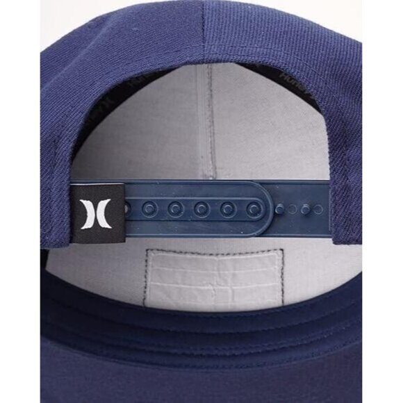 Hurley Men's Hat Bixby Snap Back Flat Brim Baseball Cap Yupoong Classic Navy - Picture 5 of 11
